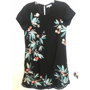 Floral beaded silk dress